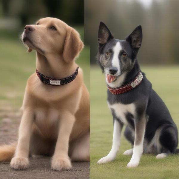 Comparison between a dog leader collar and a traditional collar