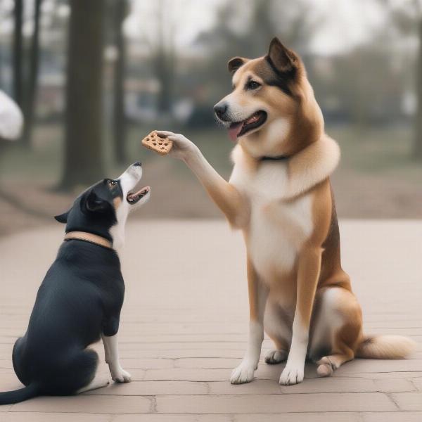 Dog learning the "quiet" command