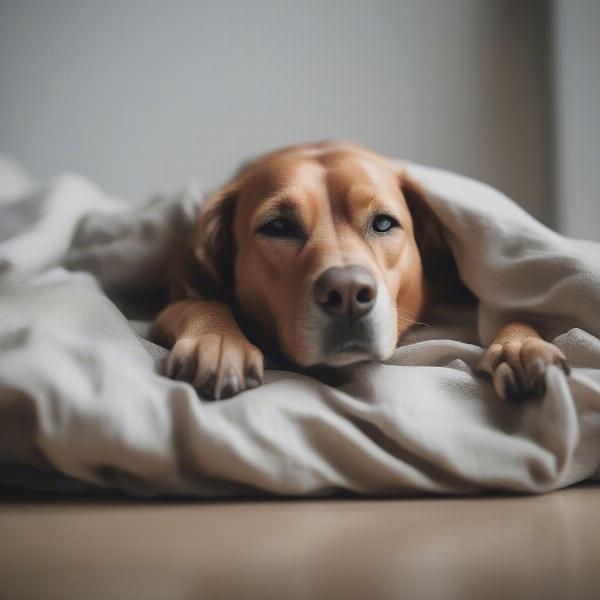 Dog licking bed for comfort