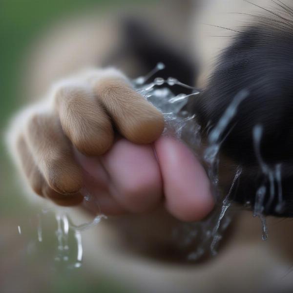 Dog Licking Dew Claw Close Up