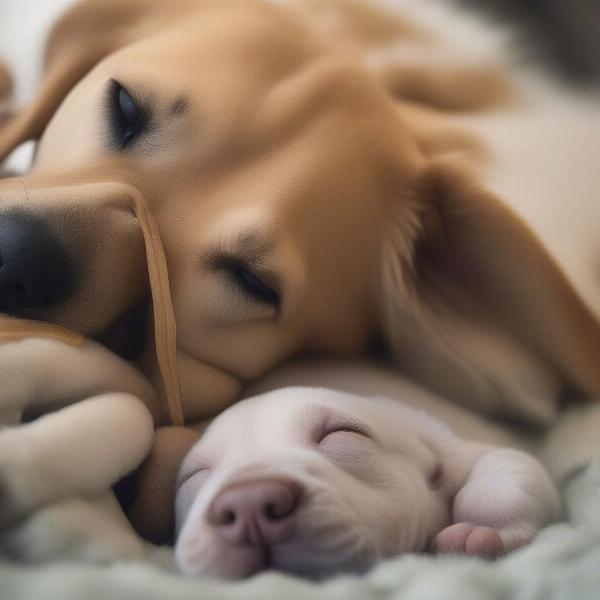 Dog Licking Puppy: Maternal Instinct