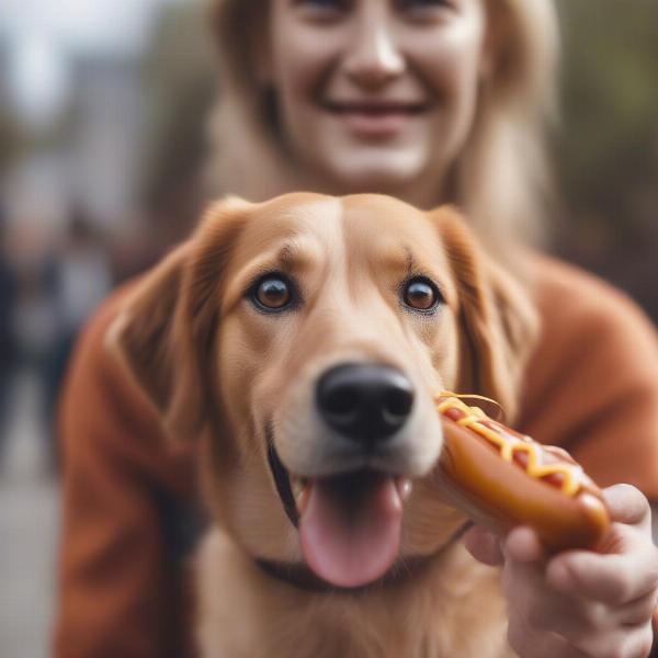 Dog Looking Longingly at a Hot Dog