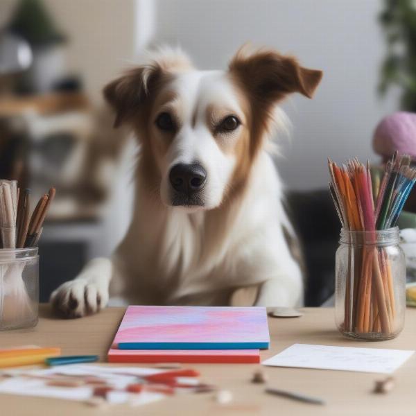 Dog Making Mother's Day Card