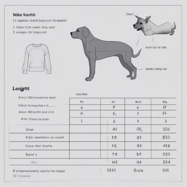 Dog Nike sweatshirt size chart