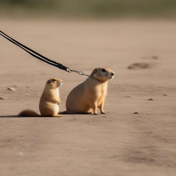 Dog Observing Prairie Dogs