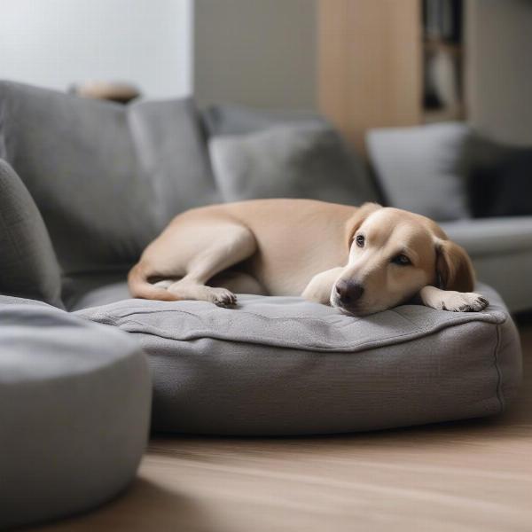 Dog on Designated Bed