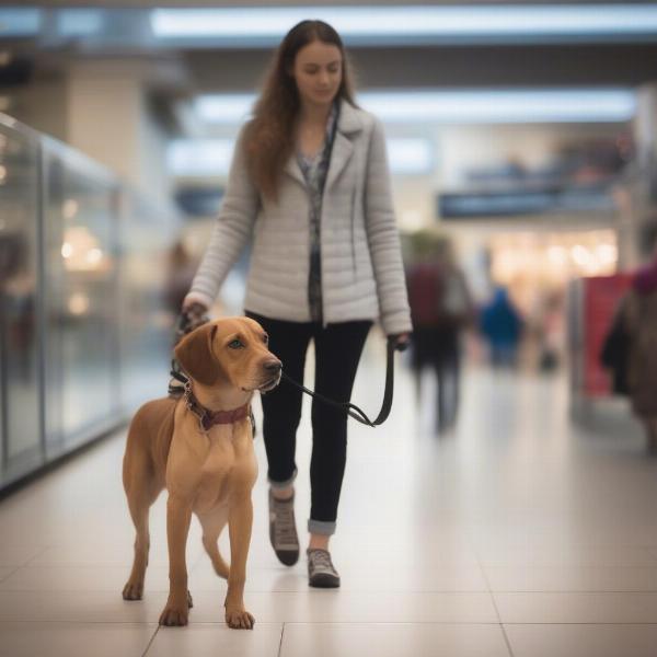 Dog on Lead in Shopping Centre