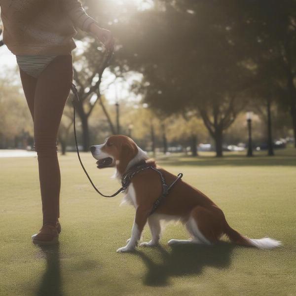 Dog on Leash in a Texas Park