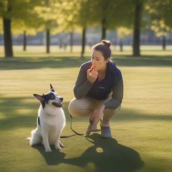 Dog Owner Using Whistle in a Park