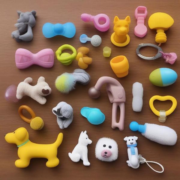 Different shapes and sizes of dog pacifier toys