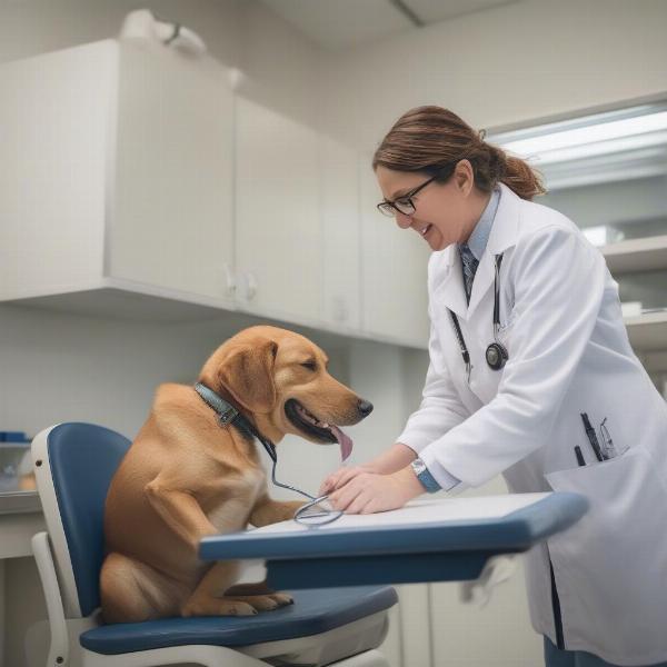 Dog Panting With Vet