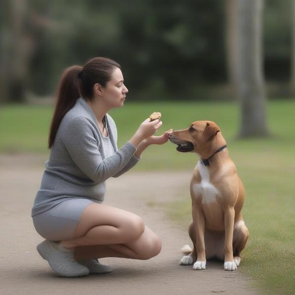 Dog participating in training