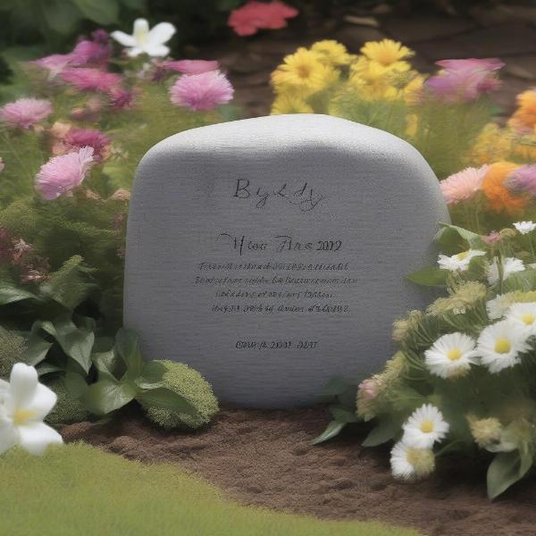 Dog Pet Memorial Stone in Garden