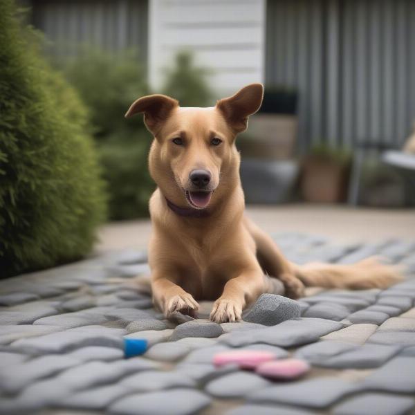 Dog Playing in a Grass-Free Area