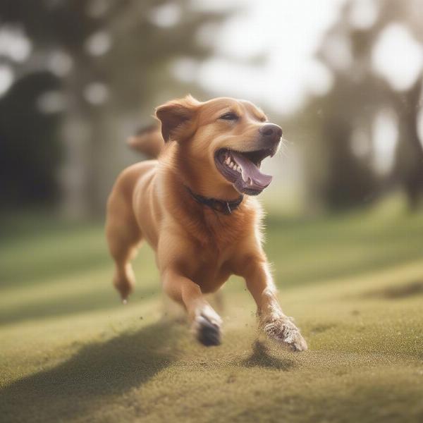 Dog playing in a clean and flea-free environment