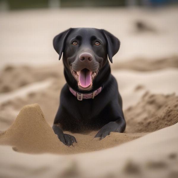 Dog playing in a designated digging area