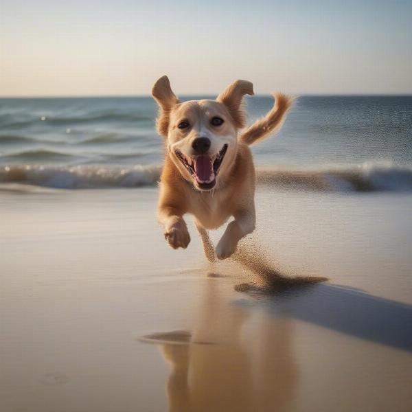 Dog Playing on the Beach