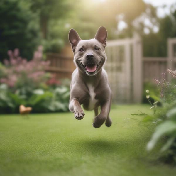 Dog Playing Safely in Garden