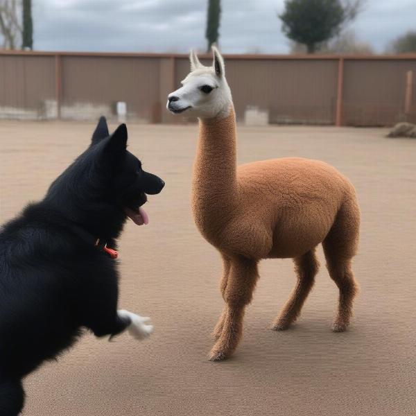 Dog Safely Playing with a Llama Toy under Supervision