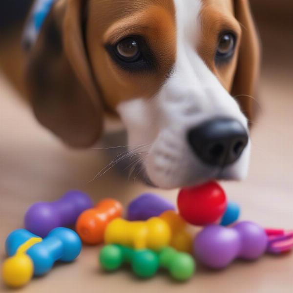 Dog Playing with a Puzzle Toy