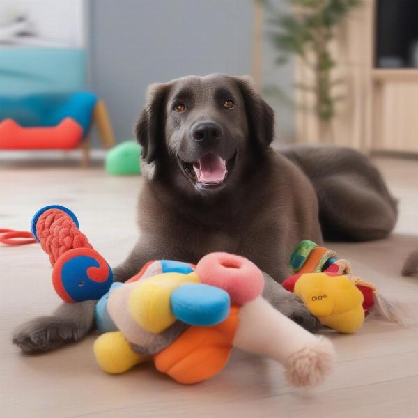 Dog Playing with Toys