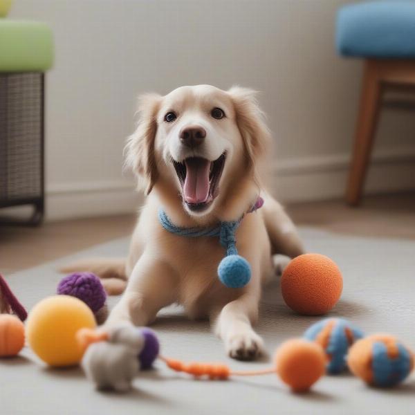 Dog Playing With Toys