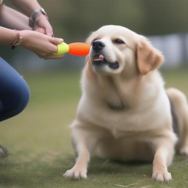 Dog Practicing "Aus" Command