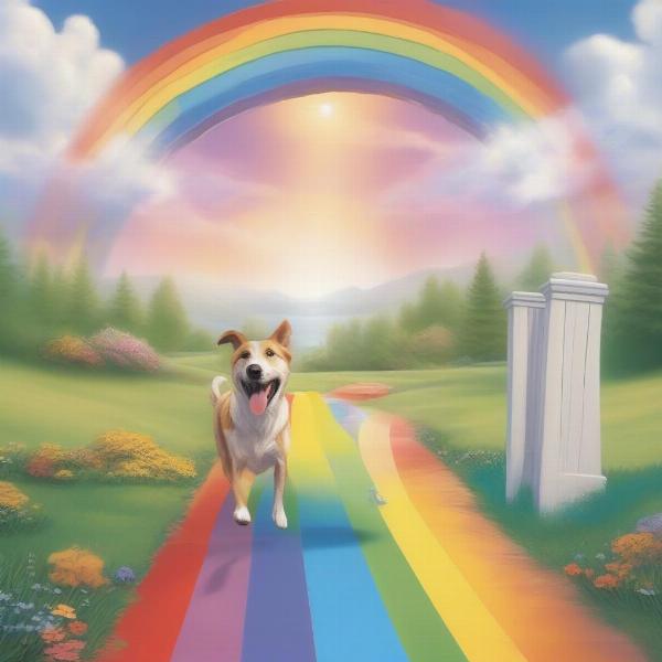 Dog crossing the Rainbow Bridge