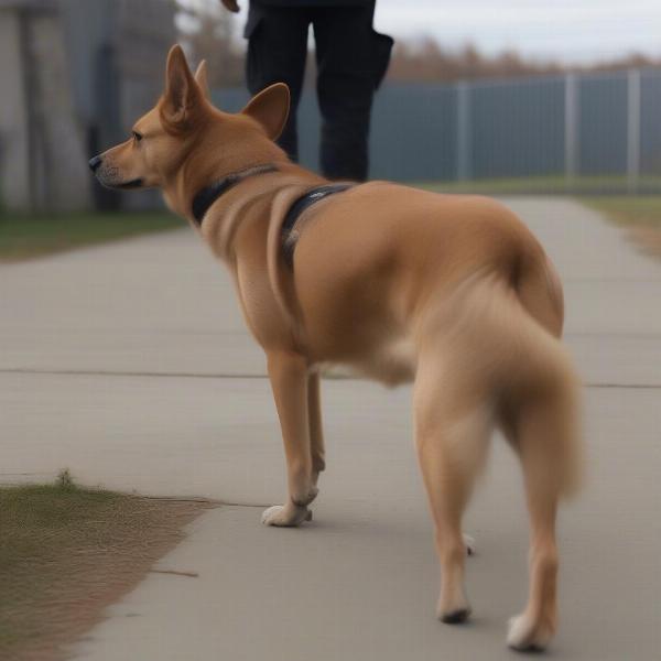 Dog reacting to a stranger