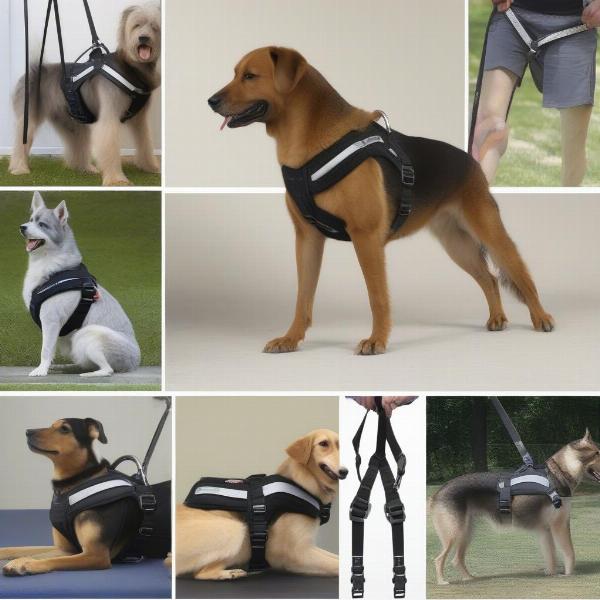 Different types of dog rear lift harnesses