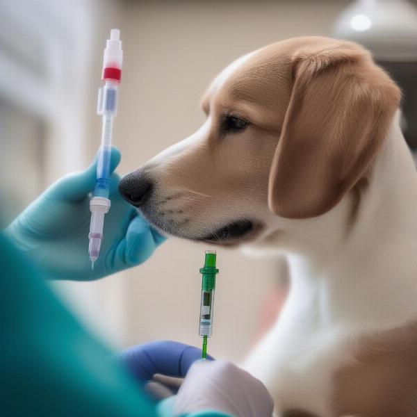 Dog receiving an ACTH injection