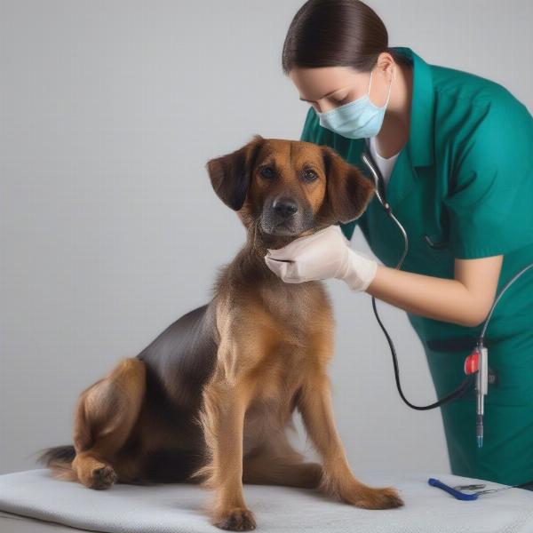 Dog Receiving Flea and Tick Treatment