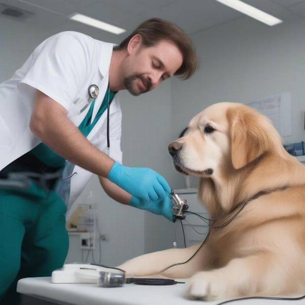 Dog Receiving TENS Treatment