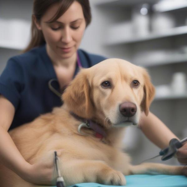 Dog at the vet