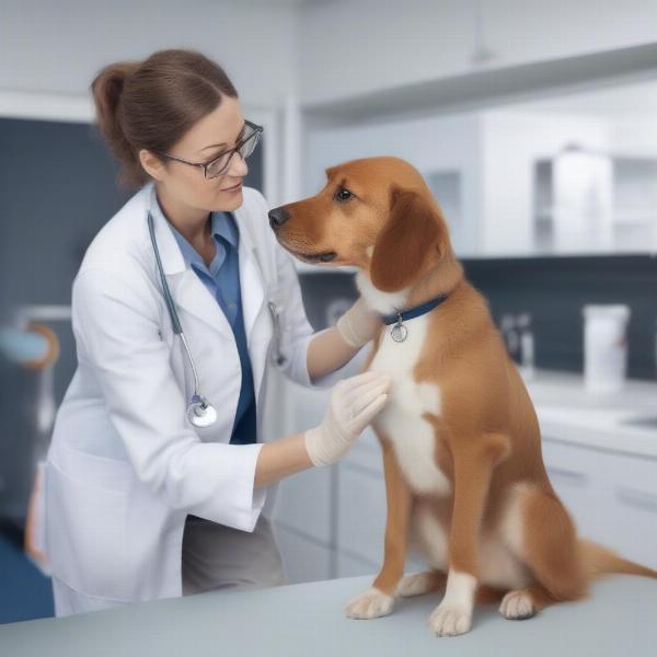 Dog Receiving Veterinary Checkup