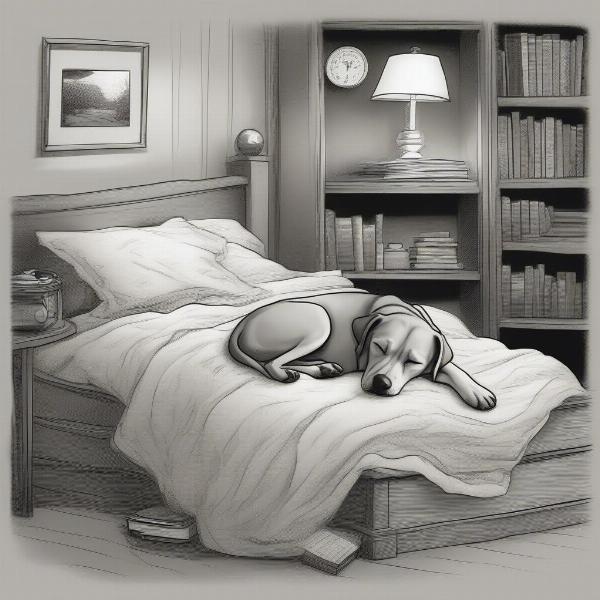 A dog sleeping peacefully after being read a bedtime story.