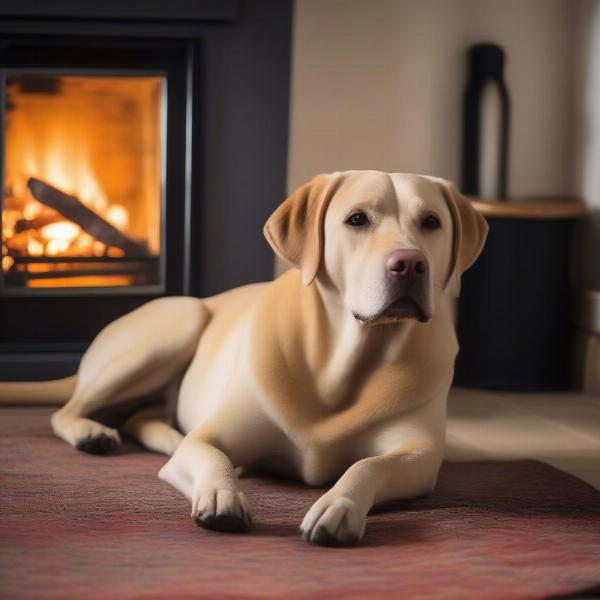 Dog relaxing in a Brecon Beacons cottage