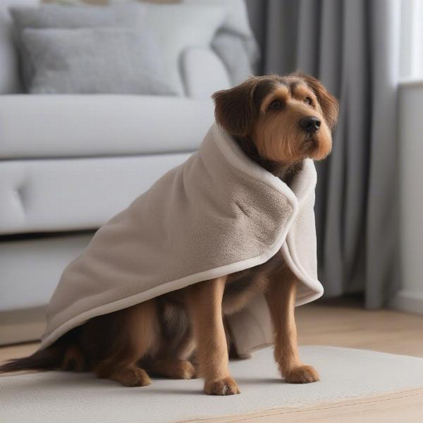 Dog relaxing in a Ruff & Tumble coat