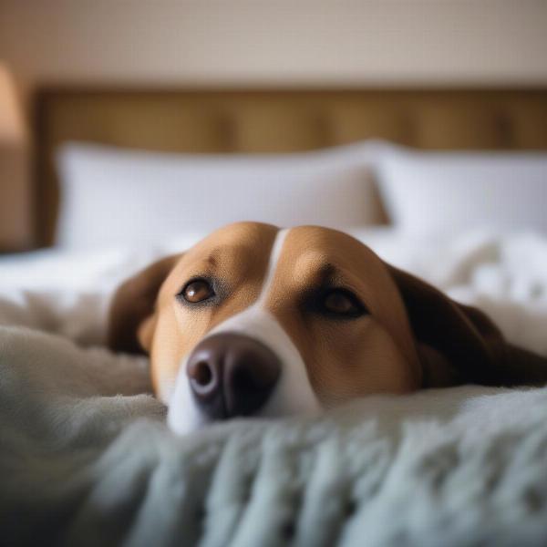 Dog relaxing in a dog-friendly hotel room in Shropshire