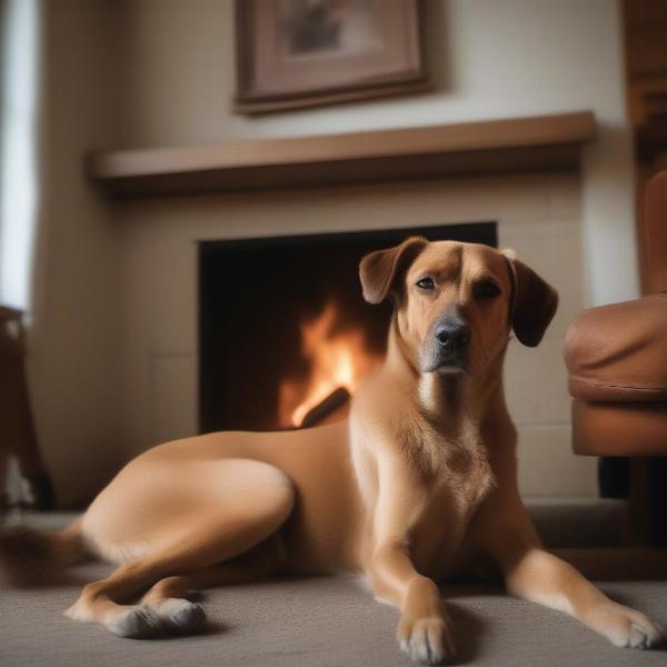 Dog relaxing in a Kent lodge