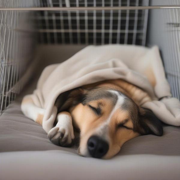 Dog relaxing on indestructible kennel bed