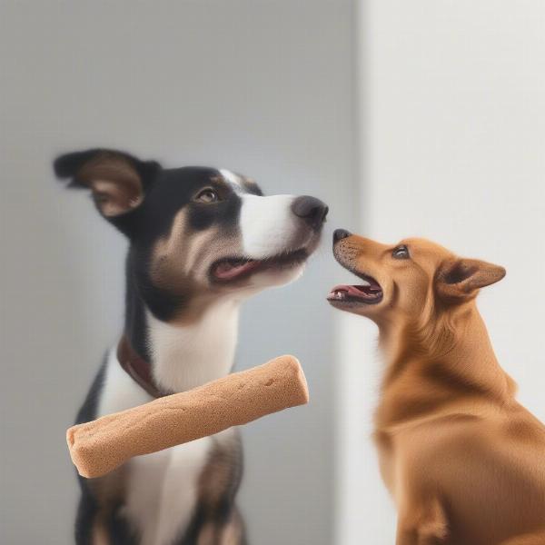 A dog happily responding to positive reinforcement training