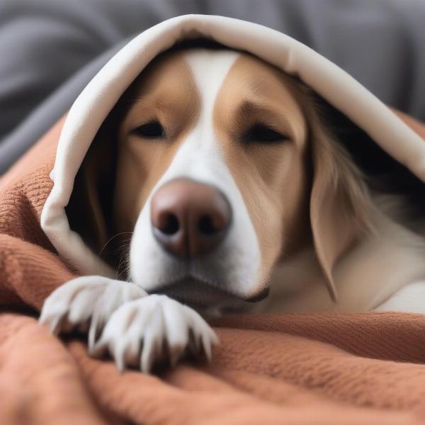 Dog resting at home after surgery