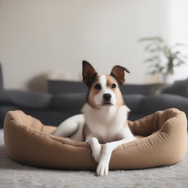 Dog resting during tendonitis recovery