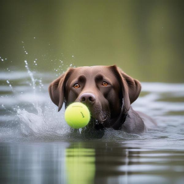 Dog Retrieving Ball from Water