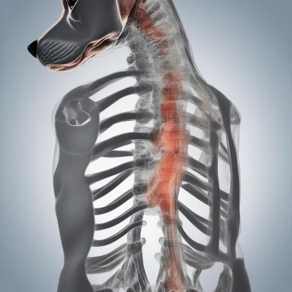 X-ray of a dog's rib cage