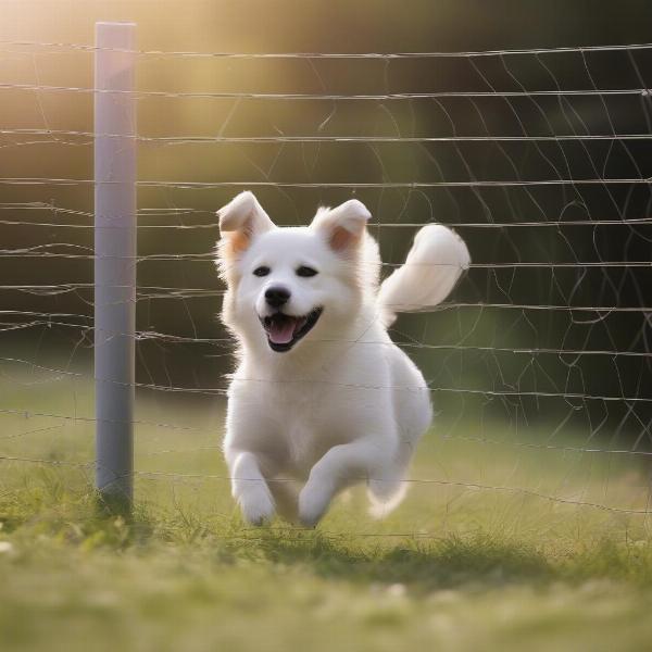 Dog safely contained by e-fence