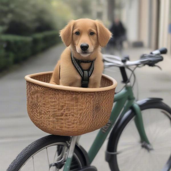 Ensuring dog safety in a front bicycle basket