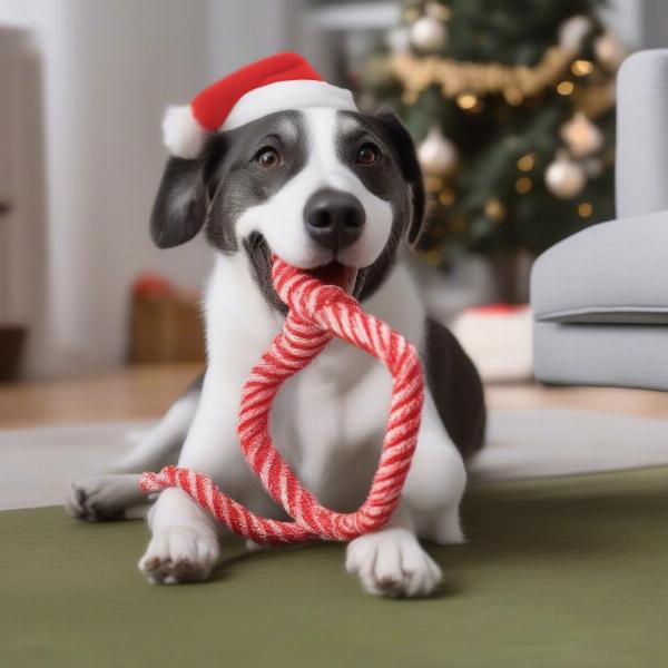 Rope Dog Santa Toy