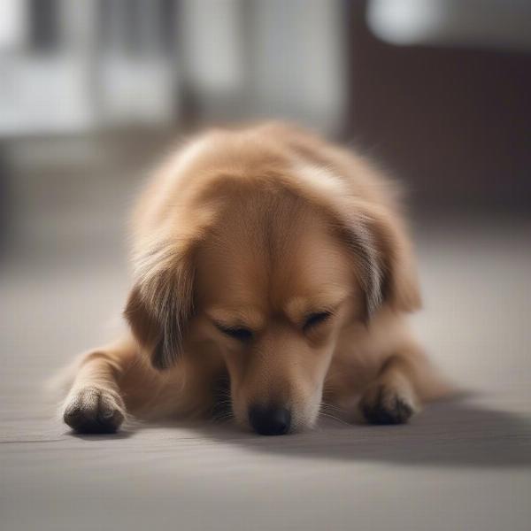 A dog scratching due to flea irritation